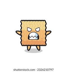 wrathful expression of the raw instant noodle mascot character , cute style design for t shirt, sticker, logo element