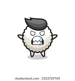 wrathful expression of the rice ball mascot character , cute style design for t shirt, sticker, logo element