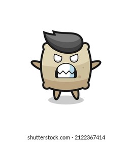 wrathful expression of the sack mascot character , cute style design for t shirt, sticker, logo element