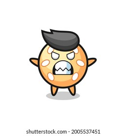 wrathful expression of the sesame ball mascot character , cute style design for t shirt, sticker, logo element
