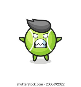 wrathful expression of the tennis mascot character , cute style design for t shirt, sticker, logo element