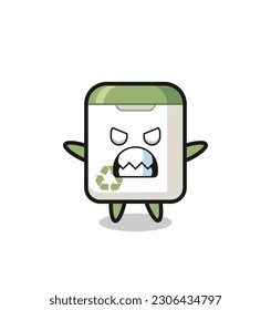 wrathful expression of the trash can mascot character , cute style design for t shirt, sticker, logo element