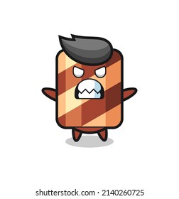 wrathful expression of the wafer roll mascot character , cute style design for t shirt, sticker, logo element