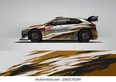 WRC Rallye Auto Wrap - Gold Schwarz Weiß Racing Livery Vector