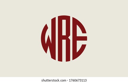 WRE Circle Emblem Abstract Monogram Letter Mark Vector Logo Template