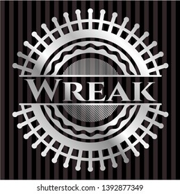 Wreak silvery badge or emblem. Vector Illustration. Mosaic.