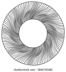 wreath with abstract lines drawn on a white background for coloring, vector, coloring book