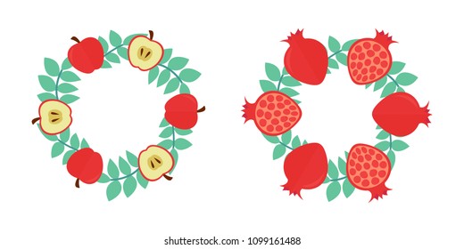 Wreath, apple and pomegranate