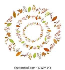 wreath autumn leaf.  round frame.  Sketch, design elements