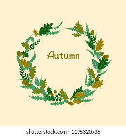 wreath of autumn leaves and acorns