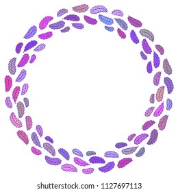 Wreath of autumn leaves. Autumnal round frame. Background with autumn leaves in doodle style. Fall of the leaves.