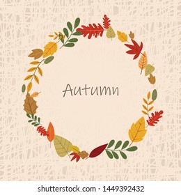 Wreath autumn leaves frame vector for decoration on seasoning of autumn festival.