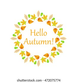 a wreath of autumn leaves in vector EPS 10.