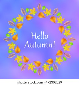a wreath of autumn leaves in vector EPS 10.