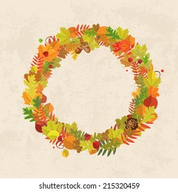 Wreath of autumn leaves for you design