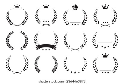 Wreath Award Frame Icon Set Vector Illustration