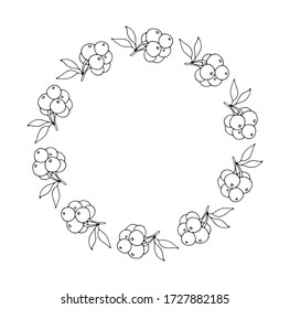 A wreath of berries. Festive wreath for mother's day, Easter. Vector isolated illustration with a cherry wreath on a white background. Layout for greetings. Postcard from the berries for thanksgiving.