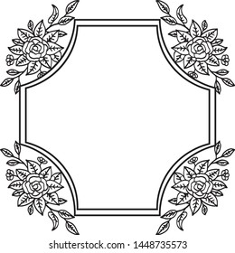 Wreath of black and branches isolated of white. ornament card. Vector