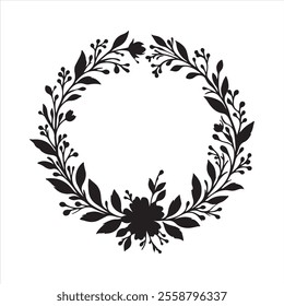 wreath black silhouette white background
