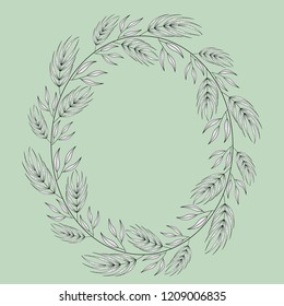 Wreath with black and white exotic leaves.Leaf frame for your design with place for your text.Decoration for greeting card,wedding invitation,save the date