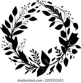 Wreath - Black and White Isolated Icon - Vector illustration