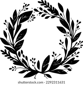 Wreath - Black and White Isolated Icon - Vector illustration