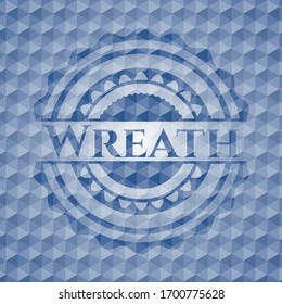 Wreath blue badge with geometric pattern background. Vector Illustration. Detailed.