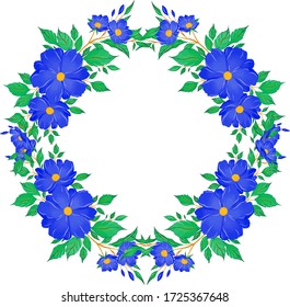 corona de flores azules de la ilustración vectorial de cosmea