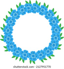 Una corona de flores azules. Elemento.