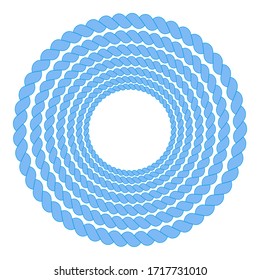 A wreath of blue rope.Round frame made of twisted rope.Vector illustration