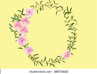 wreath border or frames flowers created ,pink  flowers border frames circle,vector illustration