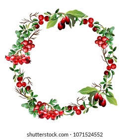 Wreath of branches and berries.