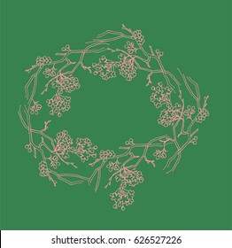 Wreath of branches of a decorative flowering cherry