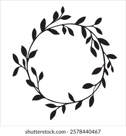 wreath of branches and leaves. simple illustration in sketch style