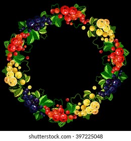 wreath of bunches currant berries