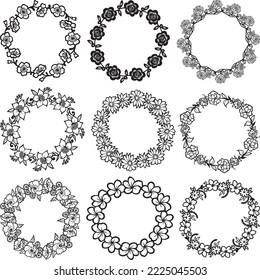 Wreath bundle, circle bundle, floral wreath, heart laurel wreath, wedding wreath, monogram circle frame, for cards invitation wedding birthday