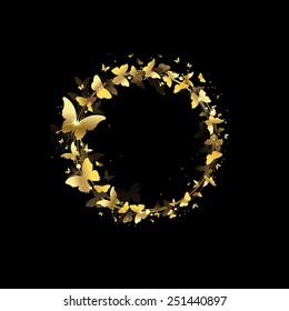 wreath of butterflies on a black background