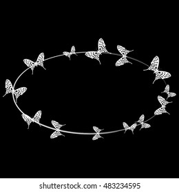 Wreath from butterflies with space for the text