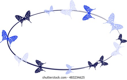 Wreath from butterflies with space for text