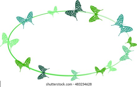 Wreath from butterflies with space for the text