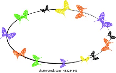 Wreath from butterflies with space for text
