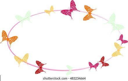 Wreath from butterflies with space for text