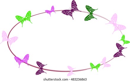 Wreath from butterflies with space for text