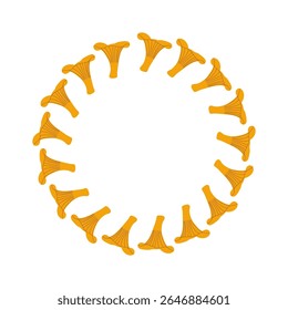 Uma coroa de cogumelos chanterelle. Ilustração botânica. Ilustração vetorial	
