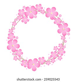 Wreath with cherry blossom. Vector. EPS 10
