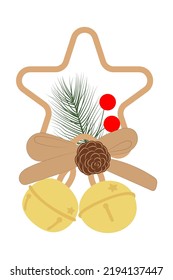Wreath with christmas bells vector illustration.
