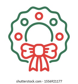 Wreath. Christmas concept. Simple design. Line vector. Isolate on white background.