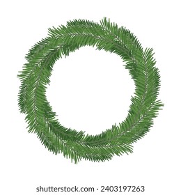 Wreath, Christmas Wreath, Christmas Decoration, Christmas Door Plants, Pine Tree Wreath, Holiday Wreath, Christmas Pine Vector Illustration