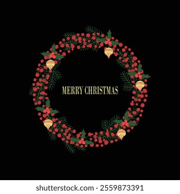 Wreath Christmas greeting card design 