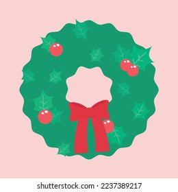 wreath for christmas holiday, vector illustration